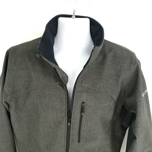 Columbia Mens Jacket Medium Water Repellent Gray Soft Shell Treasure Mountain - Picture 3 of 11